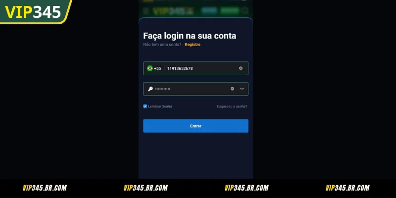 Detalhamento das Etapas de VIP345 Entrar